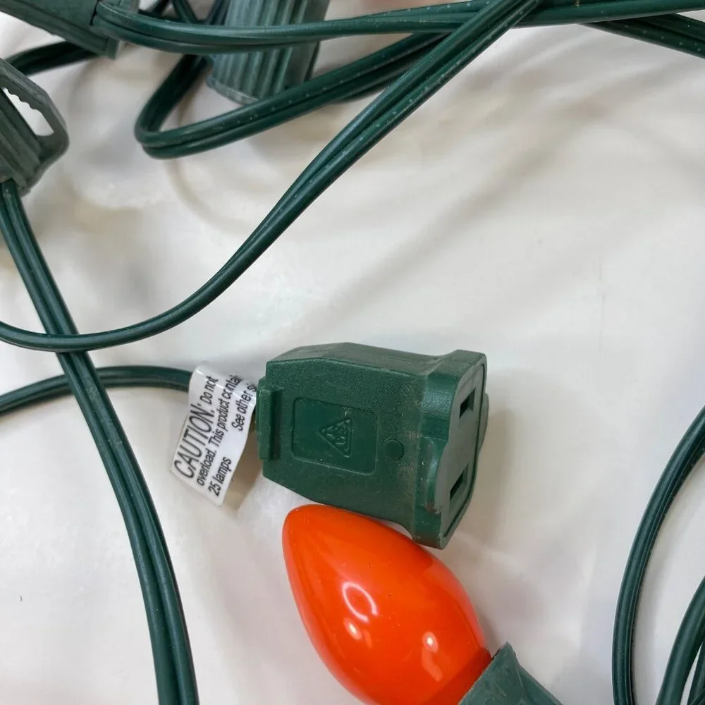 Vintage Multi-Color C7 Christmas String Lights 25 Bulbs 25' Green Wire Holiday